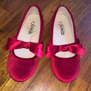 Fab Kids red velvet flats size 10 little girls shoes